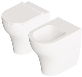 Coppia Di Sanitari a Terra Senza Brida Alice Ceramica "Unica" Bianco Opaco