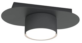 Lampada Da Soffitto 1 Luce Freya In Acciaio Nero Diffusore A Cilindro