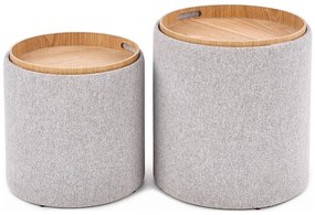 Set di 2 pouf AVIKO, Ø 38/45 cm, grigio/beige