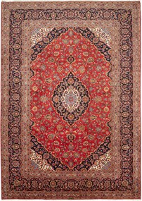 Kashan Tappeto 350x250 Rosso (Iran) Annodato A Mano