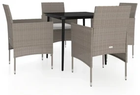 Set da pranzo da giardino 5 pz con cuscini beige e nero