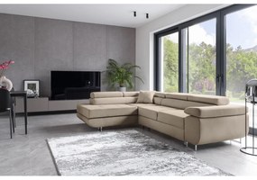 Divano angolare beige allungabile/con contenitore (con penisola a sinistra/a L) Anton – ELTAP