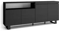 Credenza, Mobile Cucina 200x87x35cmcon 4 Porte Design industriale, Stile moderno colore Nero