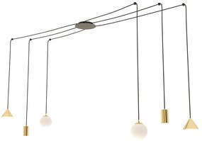 Sospensione Moderna Decentrata Frigg 6 Luci Oro