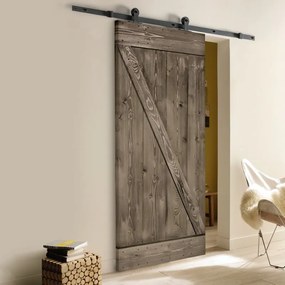 Porta scorrevole reversibile Horse Ebano in legno marrone, L 96 x H 215 cm, con binario Indus