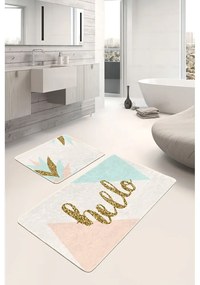Set di tappetini per il bagno in velluto crema/dorati 2 pz 60x100 cm Hello – Mila Home