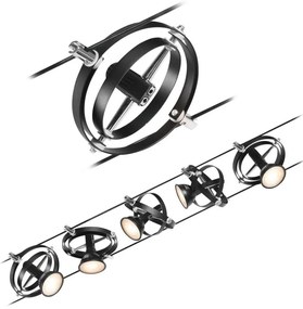 Paulmann 94440 - KIT 5xGU5,3/10W, sistema completo a cavo CARDAN 230V, nero