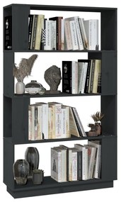 Libreria/divisorio grigio 80x25x132 cm legno massello di pino