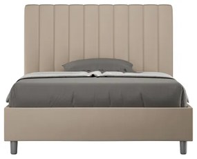 Letto una piazza e mezza contenitore imbottito 120x210 similpelle tortora Agueda