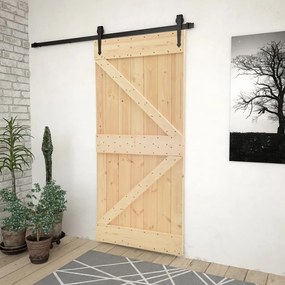 Porta Scorrevole Con Set Hardware 80x210 Cm İn Legno Di Pino /