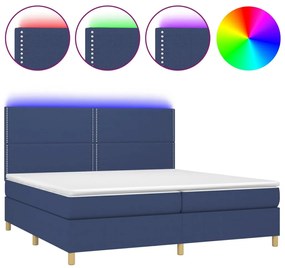 Letto a Molle Materasso e LED Blu 200x200cm in Tessuto