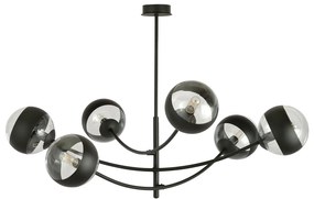 Plafoniera Contemporaneo Oceano Acciaio Nero 6 Luci E14 Ip20