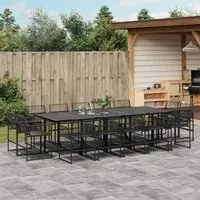 Set da Pranzo da Giardino 15 pz Nero in Polyrattan 3295041