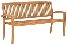 Panchina da Giardino Impilabile e Cuscino 159cm Teak Massello