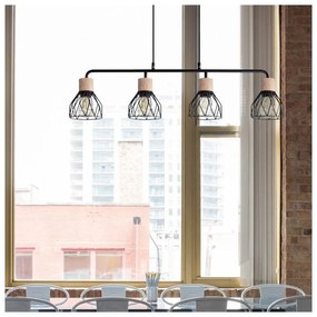 Lampadario Industriale Clayton nero 4x E27 SEYNAVE