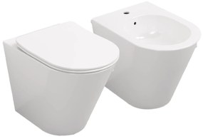 Coppia Di Sanitari a Terra Senza Brida Ceramica Cielo "Mare" Bianco Lucido