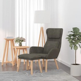 Poltrona Relax Con Poggiapiedi Grigio Scuro İn Velluto /