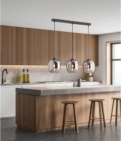 Lampadario nero con paralume in vetro Nayla - Fischer &amp; Honsel