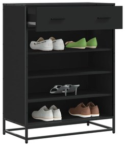 Scarpiera Nera 75x38x97,5 Cm İn Truciolato E Metallo /