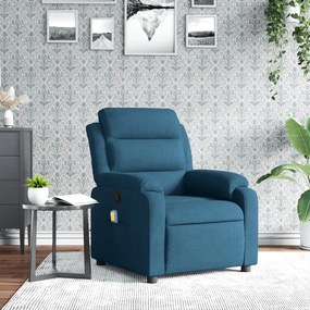 Poltrona Massaggiante Reclinabile Blu İn Velluto /