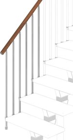 Balaustra in kit IRIS Vida 3GR in legno argento, corrimano in legno noce, L 120 cm fissaggio a parete
