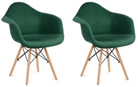 SET 2x Sedia da pranzo NEREA 80x60,5 cm verde/faggio