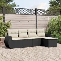 Set Divani da Giardino 5 pz con Cuscini in Polyrattan Nero 3253623