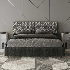 Letto contenitore imbottito 160x190 tessuto Agata 8 blu Mados