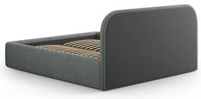 Letto matrimoniale imbottito grigio scuro con contenitore con rete inclusa 200x200 cm Juno – Windsor &amp; Co Sofas