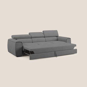 Zeno Divano con pouf estraibile poggiapiedi a 3 sedute in tessuto morbido impermeabile T02 grigio