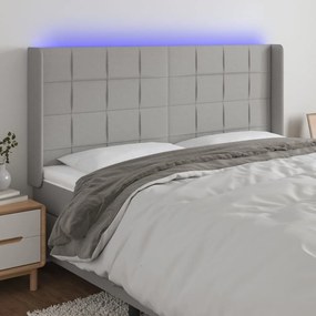 Testiera A Led Grigio Chiaro 163x16x118/128 Cm İn Tessuto /