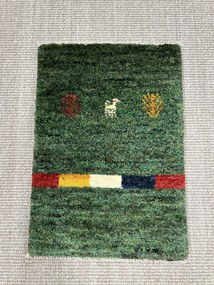 Gabbeh Tappeto persiano 60x40 Verde (Iran) Annodato A Mano