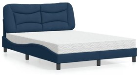 Letto Con Materasso Blu 120x200 Cm İn Tessuto /