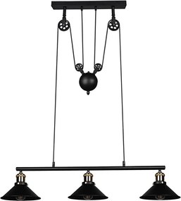 Reality - Lampadario a cavo POULI 3xE27/40W/230V nero