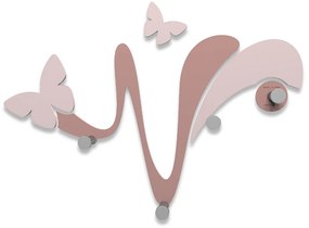 CalleaDesign Appendiabiti da parete in legno Farfalle col. rosa nuvola