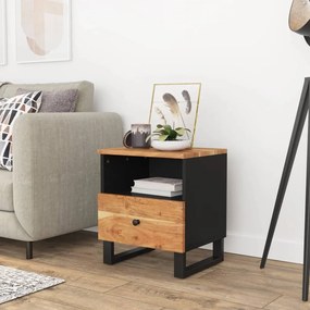 Comodino İn Legno Massello Di Acacia E Legno Multistrato /
