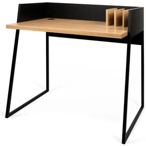 Scrivania nera con dettagli in legno di quercia Volga - TemaHome