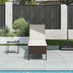 Lettino Prendisole Con Cuscino Marrone 55x200x44 Cm Polyrattan /