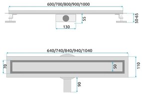 REA-G2703 - Canalina di scarico NEOX PRO 80 cm, acciaio inox/oro spazzolato