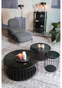 Tavolino da salotto rotondo nero con piano in vetro 80x80 cm Lance – White Label