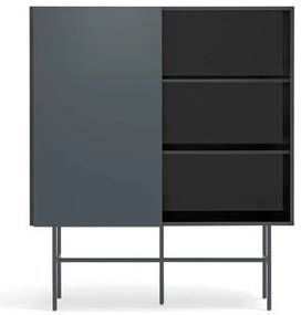 Cassettiera alta nero-antracite con ante scorrevoli 120x140 cm Nube - Teulat