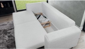 Divano color crema allungabile/con contenitore e rivestimento in bouclé 260 cm Dalia – ELTAP