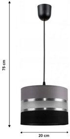 Lampadario a sospensione con filo CORAL S 1xE27/60W/230V nero-grigio