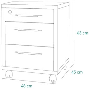 Cassettiera 48.6x63.1 Cemento e Bianco laccato - Bild