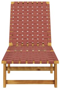 Lettini prendisole 2pz rossi legno massello di acacia e tessuto