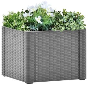 Aiuola Rialzata Giardino Sistema Irrigazione Grigia 43x43x33 Cm /
