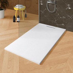 Piatto doccia SANYCCES in resina SIENA bianco L 70 x L 140 x H 3 cm opaco effetto ardesia