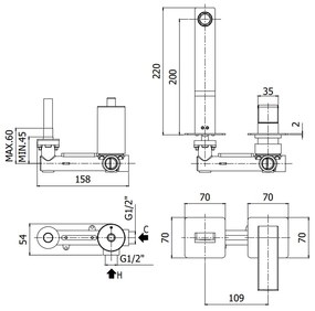 Paffoni Elle El106cr70 Miscelatore lavabo Incasso 2 Fori 2 Piastre e Bocca 24 cm Cromo