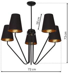 Lampadario a sospensione con supporto rigido VICTORIA 5xE27/60W/230V nero