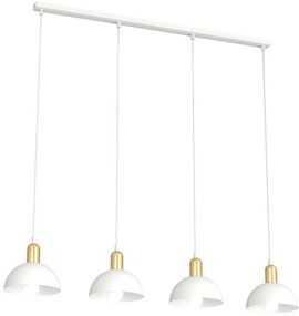 Lampadario 4 Luci Idunn In Acciaio Bianco E Oro Diffusori A Cupola